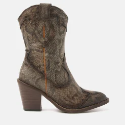 Vrouw Lazamani Halfhoge Laarzen-Dames Laarsjes 35.120 Brown-Python