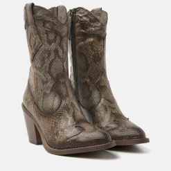 Vrouw Lazamani Cowboy Laarzen-Dames Laarsjes 35.120 Brown-Python
