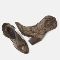Vrouw Lazamani Cowboy Laarzen-Dames Laarsjes 35.120 Brown-Python